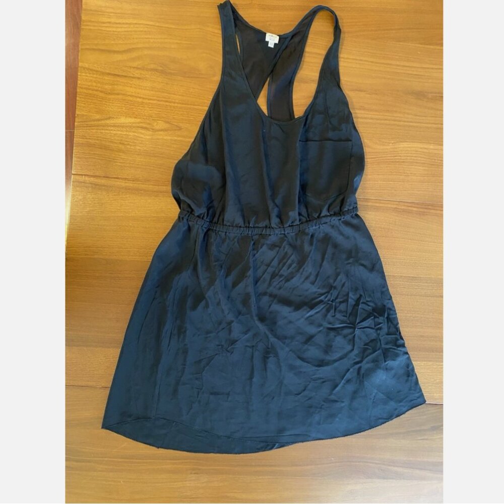 Aritzia Wilfred Black Silk mini tank dress tunic Medium